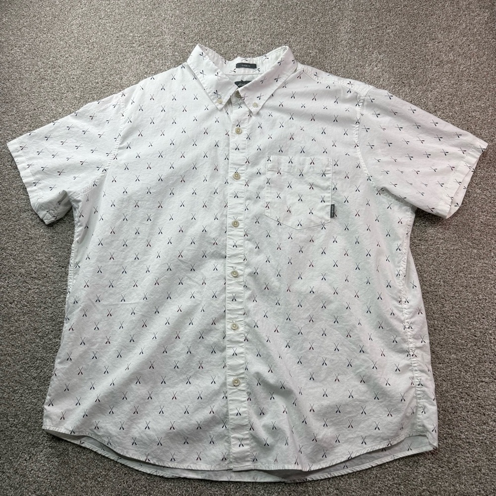 Eddie‎ Bauer White Patterned Casual Summer Shirt Men 2XL